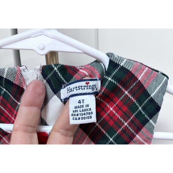 Hartstrings Plaid Christmas Dress Girls Size 4T Sleeveless Drop Waist Red White - Picture 2 of 9